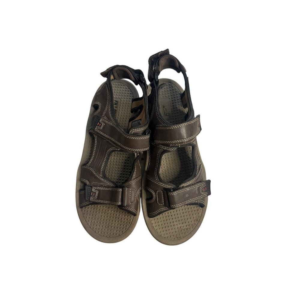 Khomba Mens Adjustable Brown Sandals 10M With Velcro Straps & Synthetic Upper